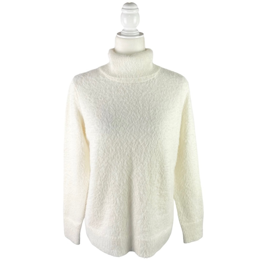 BOSTON Proper Plush Long Sleeve Turtleneck Sweater White Size Small